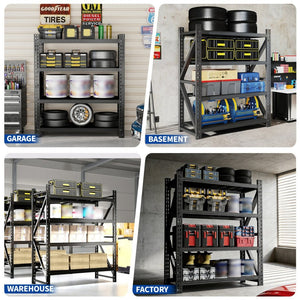 English Elm Heavy Gauge Steel Garage Shelving Unit 4000lb Industrial Storage Rack Four Shelves W2735P457278