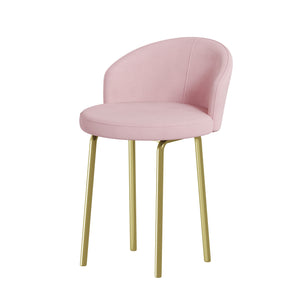English Elm Velvet Upholstered Vanity Desk Set with Marble-Look Top, Padded Chair, 5 Spacious Drawers & Gold Accents Pink 17.5 L x 16.3 W x 16.1 H N733S272606H