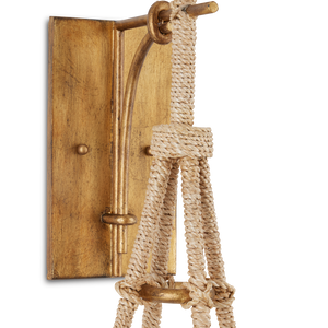 Passageway Wall Sconce: Coastal Elegance in Dorado Gold with Handcrafted Glass Globe & Rope Detail