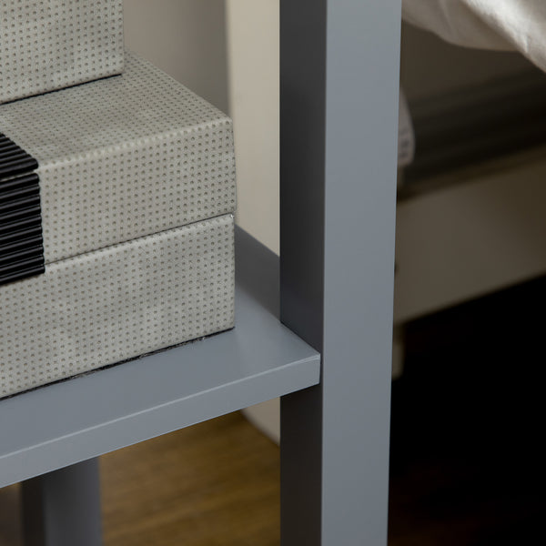 English Elm HOMCOM Narrow 2-Tier Side Table with Drawer and Elevated Shelf — Slim Accent End Table, Sturdy Storage Grey W2225P200908