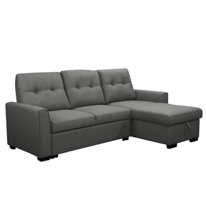 English Elm Living L-Shaped Sleeper Sofa Lounger with Storage Chaise, Convertible Sectional Bed, Durable Frame Grey 52 L x 35 W x 23 H B2741S00005
