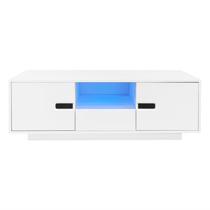 English Elm Vibe Modern High Gloss Rectangle Coffee Table With Storage & 16-Color Led Lights For Stylish Living Room N724P294656K-GIGA