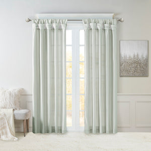 JLA Home Madison Park - Twist Linen-Look Faux Silk Curtain Panel with Lining, Twist-Top Drapes for Privacy & Luxe Sheen Dusty Aqua WIN40-117
