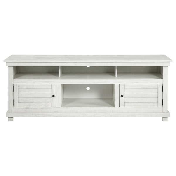 English Elm Castleton Farmhouse Media Console with Shuttered Doors and Distressed Pine Finish B062P451646