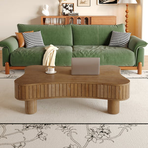English Elm Lift Top Coffee Table with Silent Hydraulic Lift, Fluted Panels & Hidden Storage, Rounded Corners Walnut W1445P355622