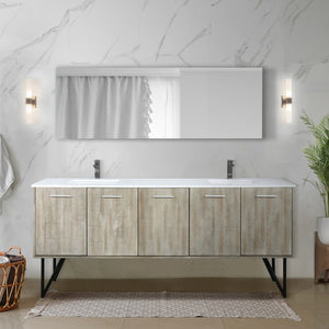 English Elm Rustic Acacia Double Bath Vanity With White Quartz Top & Gun Metal Faucet - 80" W X 20" D Charm B2731P259651-GIGA