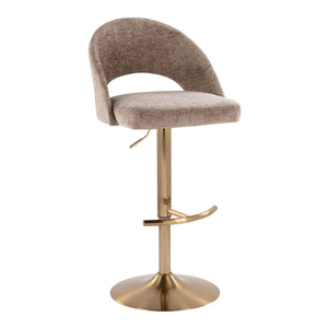 English Elm Adjustable Velvet Swivel Barstools with Chrome Base for Kitchen or Home Bar Set of 2 B202S01998