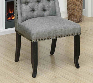 English Elm Rustic 2-Piece Wingback Side Chair Set With Nailhead Trim, Button Tufting, Antique Black & Gray Finish B2741P408969-GIGA