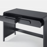 Chantelle Modern Curved Writing Desk with Statement Wood Drawer Pulls Black WECHA42OS2BL0 Walker Edison