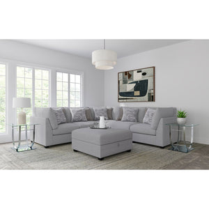 English Elm Lafayette Six Piece Modular Sectional with Feather Down Cushions and Storage Ottoman B062S01446