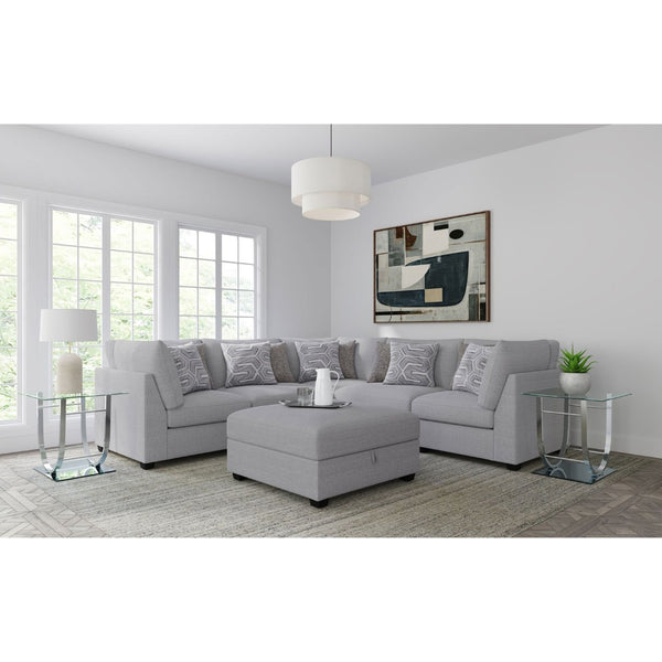 English Elm Lafayette Six Piece Modular Sectional with Feather Down Cushions and Storage Ottoman B062S01446