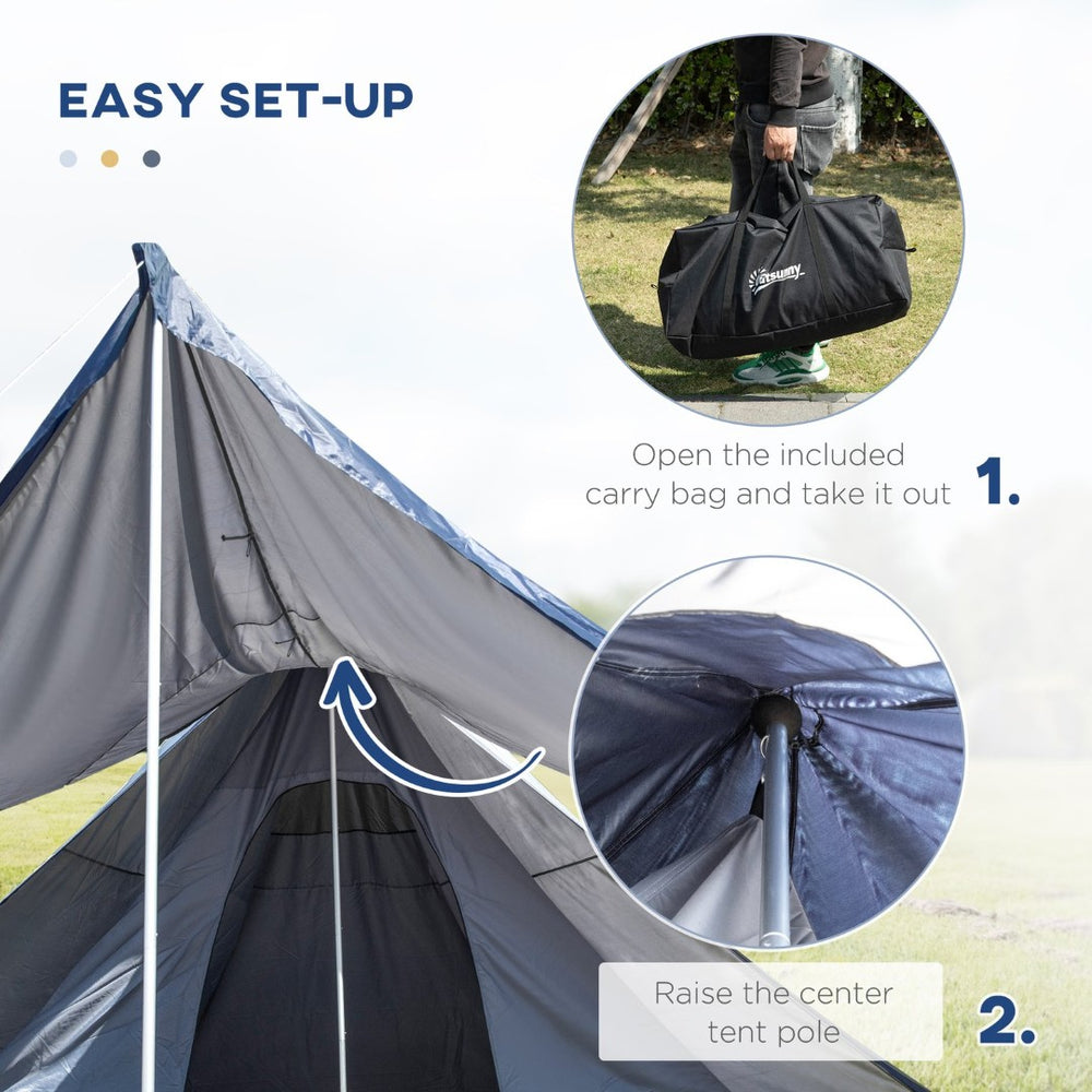 English Elm Outsunny Teepee Camping Tent Waterproof Oxford Fabric Porch Canopy for 3 Person Hiking W2225P200810