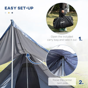 English Elm Outsunny Teepee Camping Tent Waterproof Oxford Fabric Porch Canopy for 3 Person Hiking W2225P200810