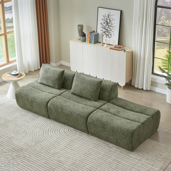 English Elm Oversized Compressed 3-Seater Sofa in Chenille Fabric — No Assembly, Space-Saving Comfort for Homes Green W2339S00056