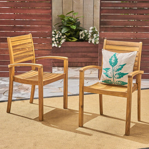 English Elm Christopher Knight Home® - MIGUEL Teak Acacia Dining Chairs (Set of 2) – Stacking Outdoor Resort-Style Wood Chairs, Handcrafted Comfort 63223.00