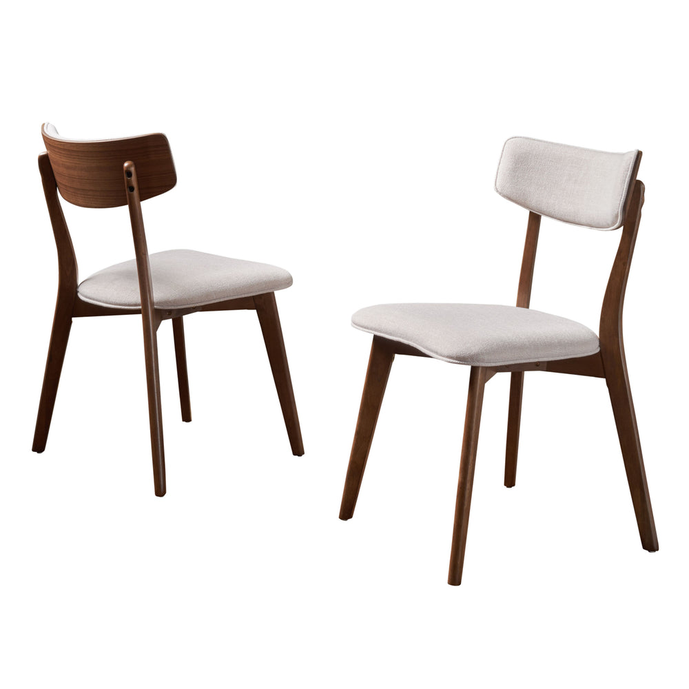 English Elm Christopher Knight Home® - Mid-Century Walnut Frame Dining Chairs Set of 2 in Light Beige Fabric Cushioned Seats, Retro Modern Comfort 61760.00WNT