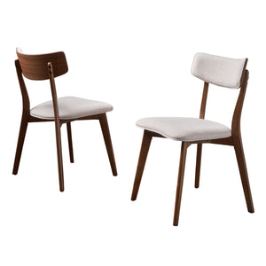 English Elm Christopher Knight Home® - Mid-Century Walnut Frame Dining Chairs Set of 2 in Light Beige Fabric Cushioned Seats, Retro Modern Comfort 61760.00WNT