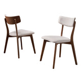 Christopher Knight Home® - Noble House - Chazz Mid Century Light Beige Fabric Dining Chairs With Natural Walnut Finished Frame - Set Of 2