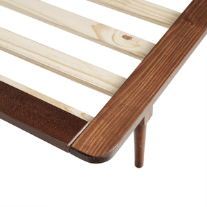English Elm Walker Edison - Mid-Century Solid Pine Queen Platform Bed with Spindle Headboard, Tapered Legs & No Box Spring Needed Walnut 94 L x 16 W x 6 H B185P169401