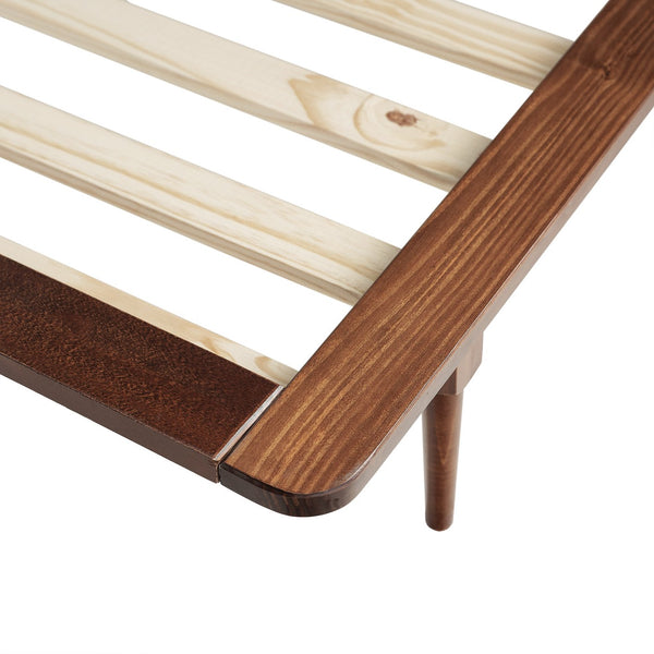 English Elm Walker Edison - Mid-Century Solid Pine Queen Platform Bed with Spindle Headboard, Tapered Legs & No Box Spring Needed Walnut 94 L x 16 W x 6 H B185P169401