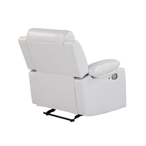 English Elm Blanche White Upholstered Glider Recliner with LED Light, Pillow Arms, Medium-Firm Seat, Manual Recline B201P391844