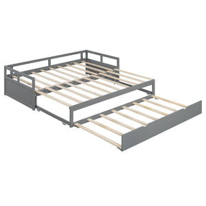 English Elm Extending Twin Daybed with Pull Out Trundle Solid Pine Wood Frame Guest Room N708P336535E