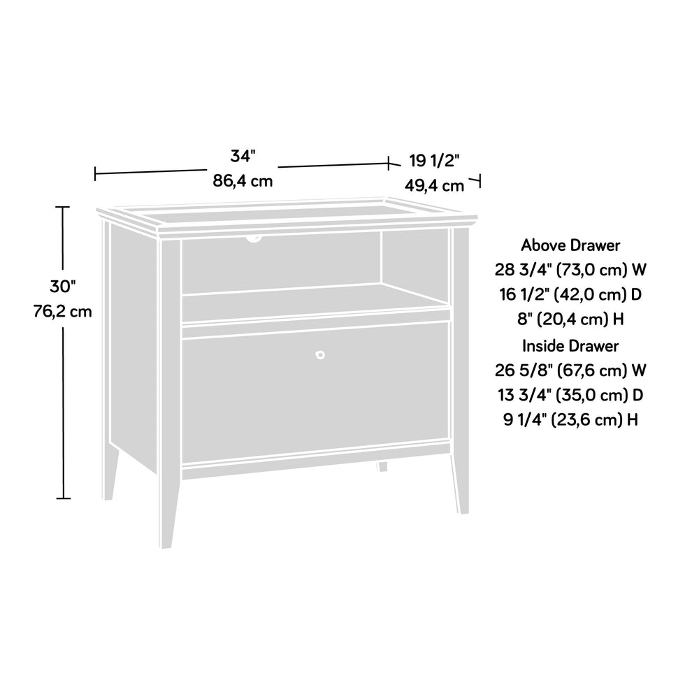 English Elm Lateral File Cabinet In Light Grey Finish - Modern Storage Solution For Home Office & Study Decor B356P354475
