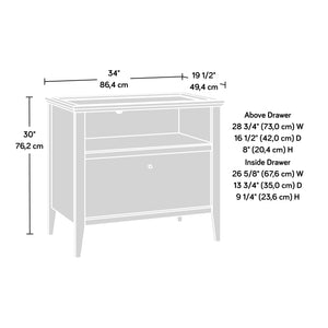 English Elm Lateral File Cabinet In Light Grey Finish - Modern Storage Solution For Home Office & Study Decor B356P354475