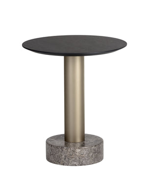 Sunpan Monaco End Table: Modern Elegance with Unique Marble Design and Durable Iron Base for Any Room Gold / Grey Marble / Charcoal Grey