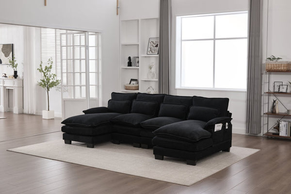 English Elm United We Win U-Shaped Cloud Couch, 110" Chenille Modular Sectional Sofa With Memory Foam & Storage W1568S00217-GIGA