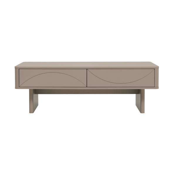 English Elm Ella 47" Coffee Table with Full-Extension Drawers, Open Shelf & Rounded Edges for Modern Living Mocha B365S00061