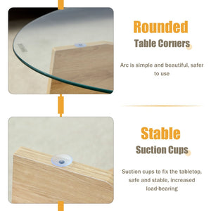 English Elm Oval Tempered Glass Coffee Table with Wood Grain Legs and Built-in Fan Tray Shelf W1151P256007