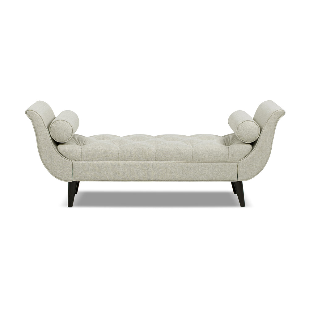 English Elm Jennifer Taylor Home - Alma Tufted Flared Arm Entryway Bench Taupe Polyester with Bolster Pillows, 64.5" Length, Espresso Legs B2719P364405