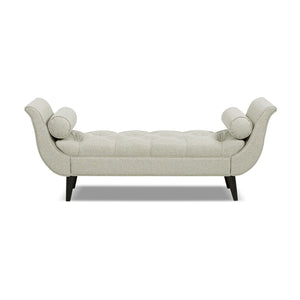 English Elm Jennifer Taylor Home - Alma Tufted Flared Arm Entryway Bench Taupe Polyester with Bolster Pillows, 64.5" Length, Espresso Legs B2719P364405