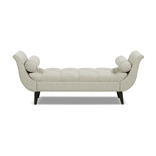 English Elm Jennifer Taylor Home - Alma Tufted Flared Arm Entryway Bench Taupe Polyester with Bolster Pillows, 64.5" Length, Espresso Legs B2719P364405