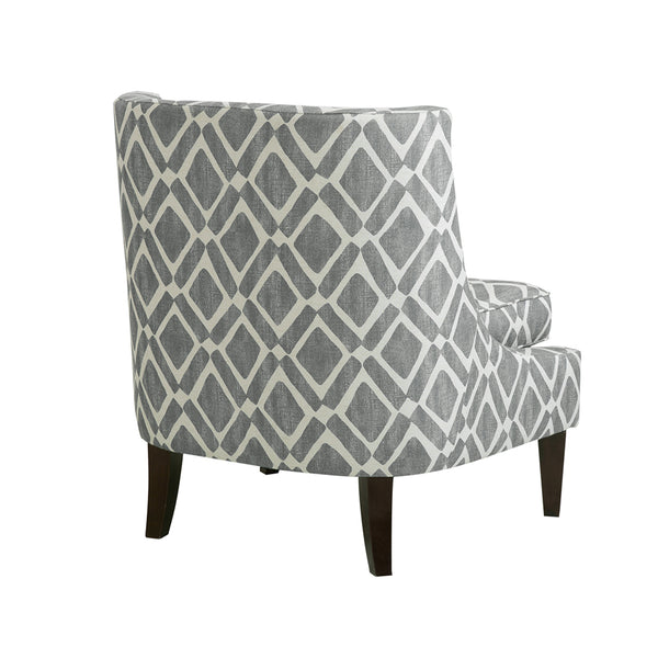 JLA Home Madison Park - Swoop Grey Geometric Accent Chair with Swooping Arms, Loose Seat & Back, Black Wood Legs Stylish FPF18-0516