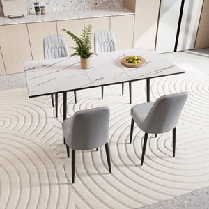 English Elm 47"-63" Expandable Dining Table Set For 2-6 With Cushioned Chairs - Modern & Space-Saving Design W2189S00258