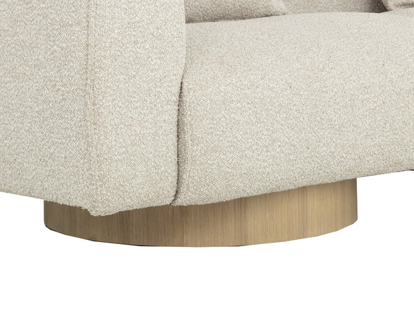 Sunpan Mattis Sofa - Modern Elegance In Santa Cruz Oatmeal With Light Oak Veneer For Timeless Style Taupe Fabric 112035
