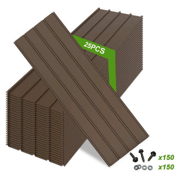 English Elm 25 Pcs Metal Roofing Panels - Durable Galvanized Panels For Patios, Sheds, Gazebos & More! W1859P387332