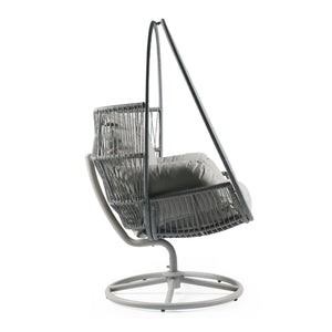 English Elm Christopher Knight Home® - Reno Light Gray Outdoor Wicker Swivel Lounge Chair with PE Rattan, Iron Frame & Waterproof Cushions N775P182311G
