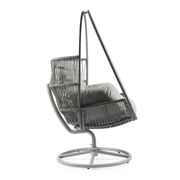 English Elm Christopher Knight Home® - Reno Light Gray Outdoor Wicker Swivel Lounge Chair with PE Rattan, Iron Frame & Waterproof Cushions N775P182311G
