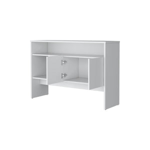 English Elm White Console Table with Two Doors and Three Shelves, Modern White Storage Console for Living Room Decor (98) B062P252129