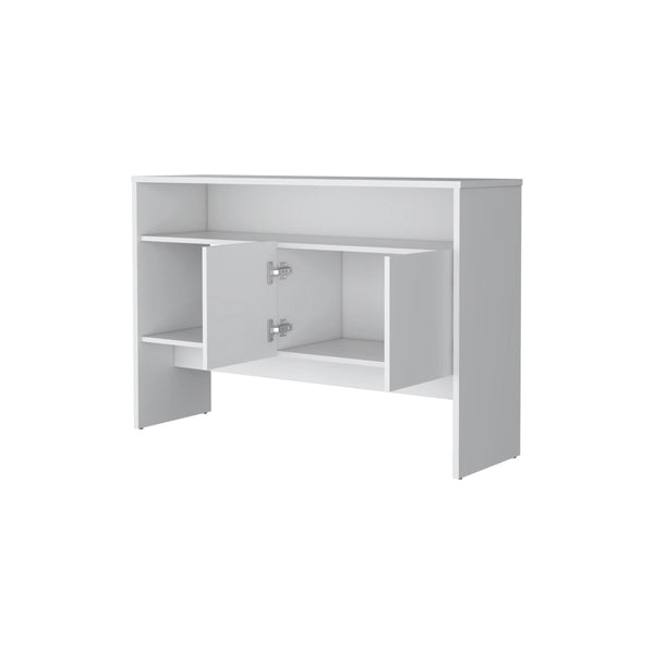 English Elm White Console Table with Two Doors and Three Shelves, Modern White Storage Console for Living Room Decor (98) B062P252129