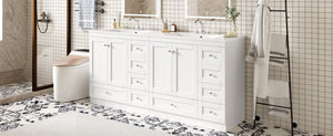 English Elm 72-inch Shaker Double Sink Freestanding Vanity with Resin Basins and Soft Close Storage N729P000010K-2