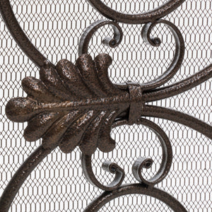English Elm Christopher Knight Home® - WILMINGTON Darcie Wrought Iron Fireplace Screen with Ornate Victorian Detailing, Copper Brown Finish Golden Black 55342.00GLD