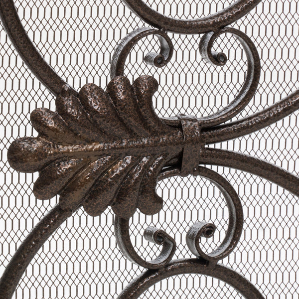 English Elm Christopher Knight Home® - WILMINGTON Darcie Wrought Iron Fireplace Screen with Ornate Victorian Detailing, Copper Brown Finish Golden Black 55342.00GLD