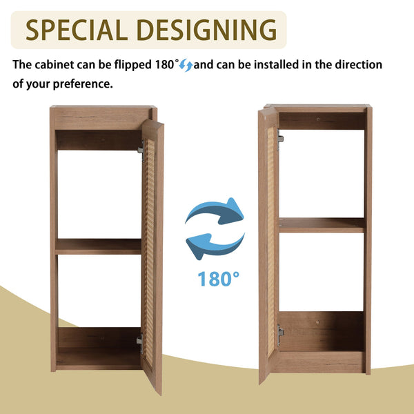 English Elm 60 Inch Wall-Mounted Bathroom Vanity Set With Resin Sink, Soft-Close Drawers & Side Cabinet Storage W999S00357