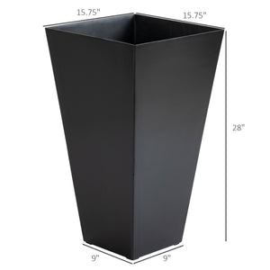 English Elm Outsunny Set Of 3 Stylish Tall Planters With Drainage Hole - 28" Indoor/Outdoor Flower Pots In Black W2225P174494-GIGA