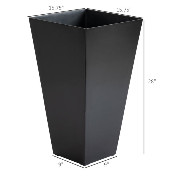 English Elm Outsunny Set Of 3 Stylish Tall Planters With Drainage Hole - 28" Indoor/Outdoor Flower Pots In Black W2225P174494-GIGA