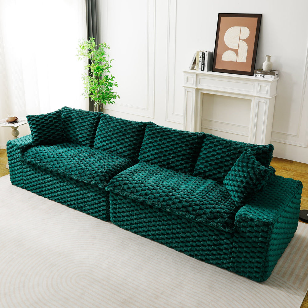 English Elm Luxury Turtle Velvet Multifunctional Sofa - Convertible Green Modular Seating for Family, 400lb Capacity W3371S00043